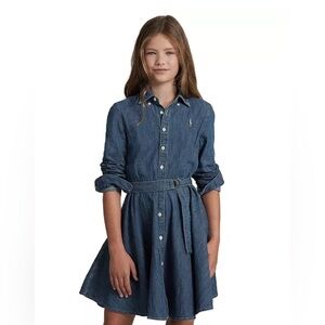 Polo Ralph Lauren denim girls belted dress! Classic! Sz 10 like new